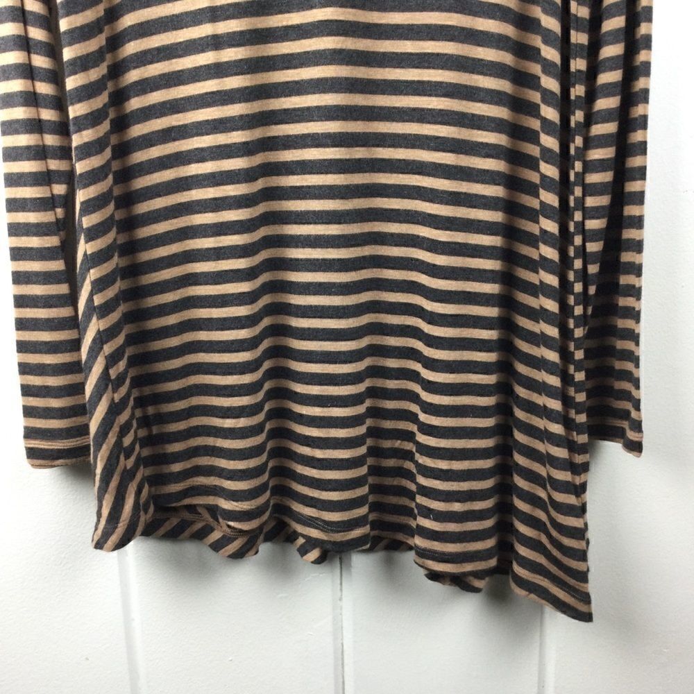 Cabi Striped Tee Tan & Gray Stripes Asymmetrical Hem Tunic, Size Small - Picture 5 of 10